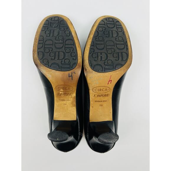 Vtg Circa Joan & David Heels Andre Black Leather Block Heel Womens 7 - Picture 8 of 9